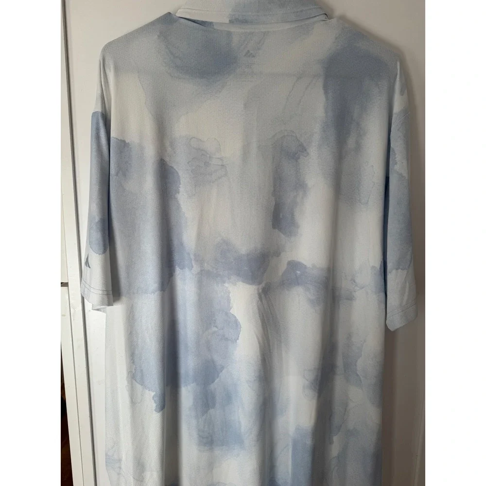 Adidas Mens 2XL Blue White Watercolor Cloud Print Golf‎ Polo Shirt NWT